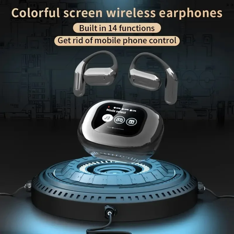 Q16Pro Headphones V5.4 Bluetooth Wireless Earphones Sports Noise Reduction Waterproof Earhooks Headset Intelligent Touch Screen